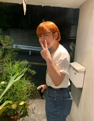 ショート カラー ヘアアレンジ メンズ スパイラルパーマ 🌐hina⭐️のヘアスタイル