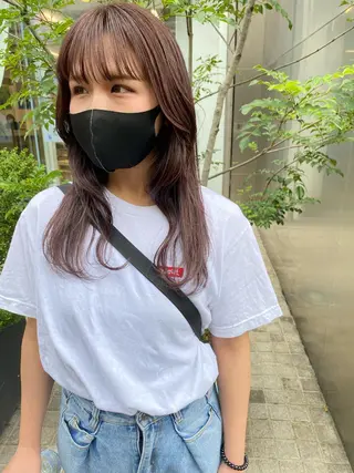 セミロング カラー パーマ ヘアアレンジ メンズ キッズ ネイル マツエク・マツパ umu.［韓国ヘア /ダウンパーマ］のヘアスタイル