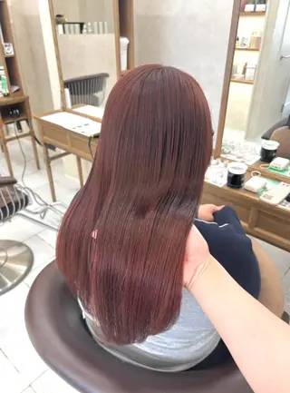 ロング カラー 暖色カラー/ブリーチ なしカラー/艶カラーのヘアスタイル