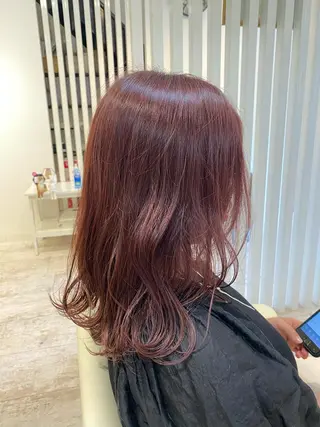 ミディアム カラー ブリーチなしWカラー /酸性ストレート河本のヘアスタイル