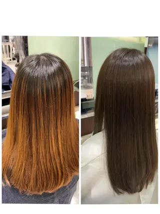 ロング カラー コテ巻きパーマ 藤野佑成のヘアスタイル