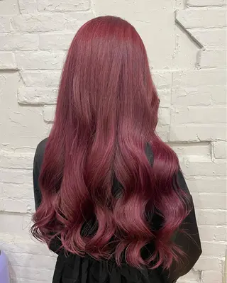 ロング カラー ヘアアレンジ 【ピンク/韓国ヘア/ ヘアセット】亜海のヘアスタイル