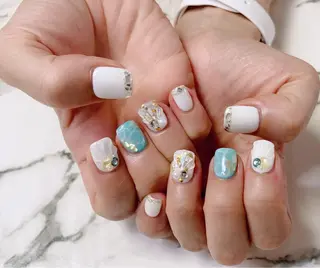 ロング カラー ネイル Q Free nailsのネイルデザイン