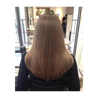 セミロング ロング カラー パーマ アオガミ （前髪顔周りカット）のヘアスタイル