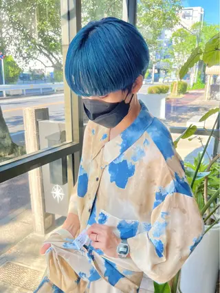 ショート カラー メンズパーマ/フェ ザーパーマ/古川晴輝のヘアスタイル