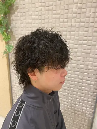 ミディアム カラー パーマ ヘアアレンジ メンズ キッズ 新宿メンズパーマ ヨモギダのヘアスタイル