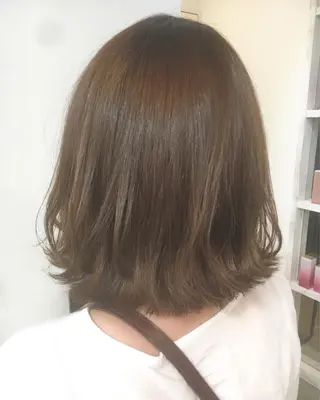 ミディアム カラー パーマ 榎園 由美のヘアスタイル