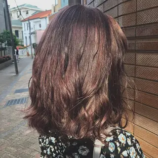 ミディアム カラー パーマ RUKA 美容院×ネイリストのヘアスタイル