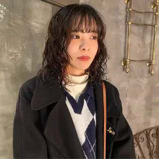 ミディアム パーマ ニュアンスデザイン/ SHOUTOのヘアスタイル