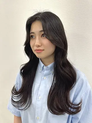 ロング カラー ヘアアレンジ 韓国レイヤーカット /韓国トレンドカラーのヘアスタイル