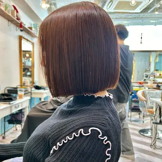 ミディアム カラー 髪質改善【縮毛矯正】 北千住で美髪に導く人のヘアスタイル