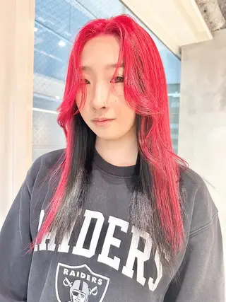 セミロング カラー ❄️💛エクステ ブリーチ❄️yukiのヘアスタイル