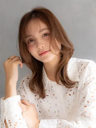 セミロング カラー ブリーチ/暖色カラー 宮城陽日のヘアスタイル