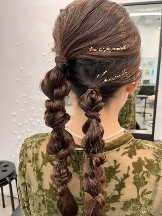 ロング ヘアアレンジ 🌱ボブ/レイヤー/ ベージュ/あやみ✨のヘアスタイル