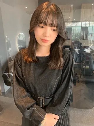 ミディアム カラー 韓国ヘア🇰🇷/ 顔周り/松田光里のヘアスタイル