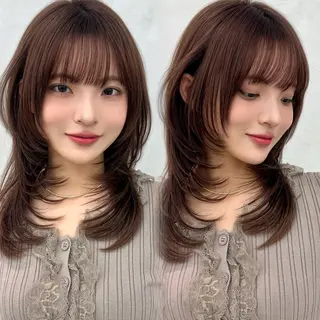 セミロング カラー 韓国ヘア🇰🇷透明 感カラー/yui💞のヘアスタイル