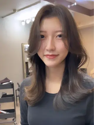 ロング AMI Hair Supply所属・秋好佑介センター街 韓国風カラー/カットのヘアスタイル