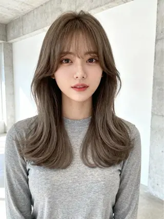 セミロング カラー 韓国レイヤーカット 🫧大阪梅田レイヤーのヘアスタイル