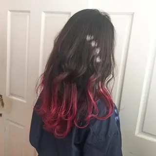 セミロング カラー ホワイト&レイヤーカ ットエクステ長畠俊輔のヘアスタイル