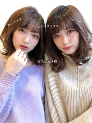 ミディアム カラー 店長/mao/ 前髪/顔周りカットのヘアスタイル