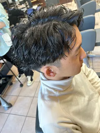 ミディアム パーマ メンズ 大阪/梅田/シャドウ パーマ/ノボリユウタのヘアスタイル