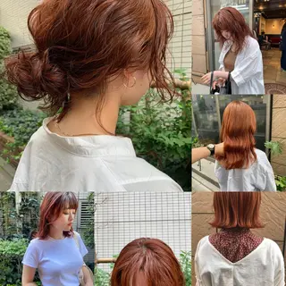 ミディアム カラー パーマ イシカワ エリナのヘアスタイル