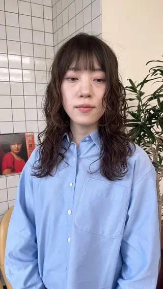 ミディアム パーマ ボブパーマ/パーマ ウルフパーマのヘアスタイル