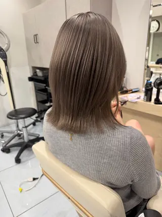 ミディアム カラー 髪質改善/縮毛矯正 /ブリーチ矯正/岡部のヘアスタイル