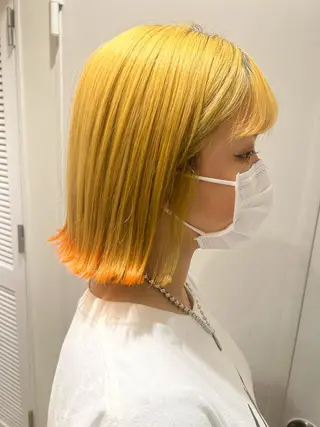 ミディアム カラー 渋谷ハイトーン/ デザインカラー阿部のヘアスタイル