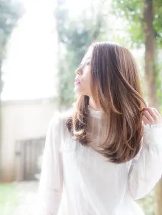 ロング カラー 髪質改善× ハイライト溝江のヘアスタイル