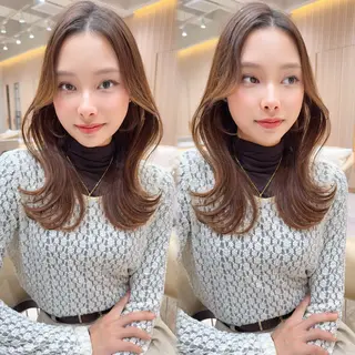 ミディアム カラー レイヤー❣️縮毛矯正 川村利幸のヘアスタイル