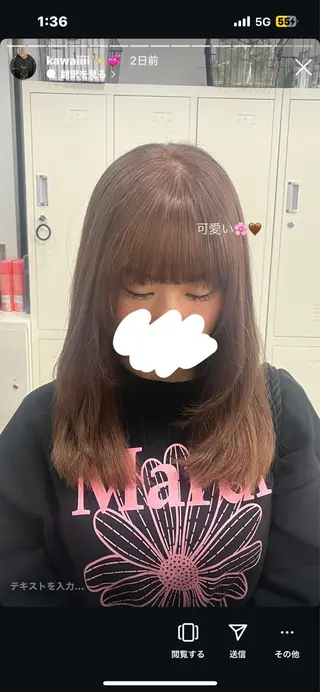 セミロング カラー 喜友名 ウララのヘアスタイル