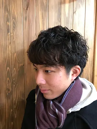 ショート カラー パーマ メンズ MIRUCO by KURAKU所属・マキシ ヤスアキのヘアスタイル