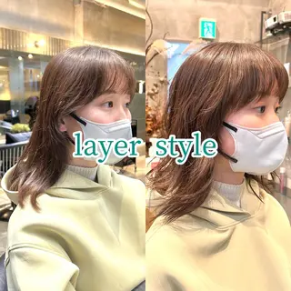 セミロング ボブ・レイヤー 田中 励也のヘアスタイル