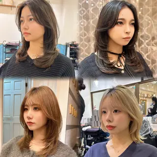 ミディアム ❤︎韓国レイヤー/透 明感カラー/目黒のヘアスタイル