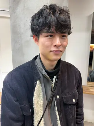 ショート パーマ メンズ 森貴裕/ベージュ/ パーマ/オリーブのヘアスタイル