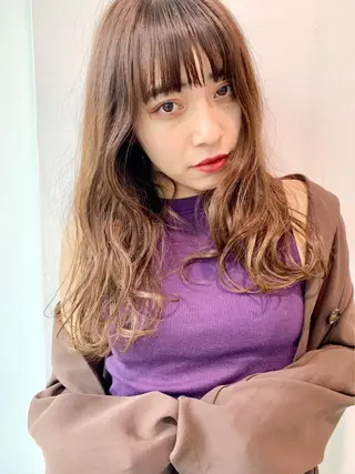 セミロング くすみミルクティー／ ブラウン🪡TOWAのヘアスタイル