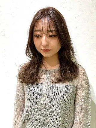セミロング カラー ✨コテ巻き風パーマ ✨川合佑哉のヘアスタイル