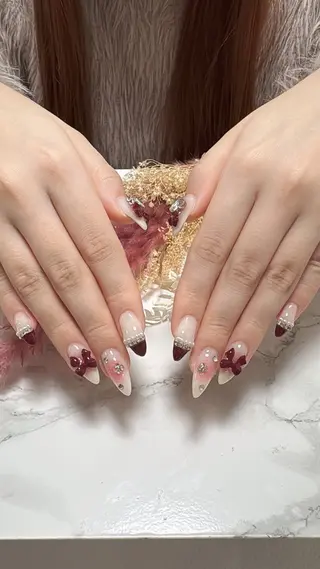 ネイル はな💎ネイル ワンホン、長さ出しのネイルデザイン