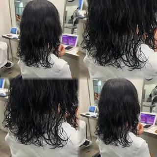 セミロング パーマ 髪質改善ストレート /暖色カラー🎀🪞のヘアスタイル