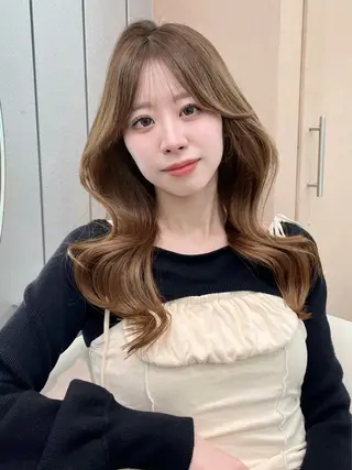 セミロング カラー 縮毛矯正ブリーチなし 🍒❤ゆうきのヘアスタイル