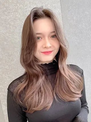 ロング カラー 山崎/ボブ縮毛矯正 レイヤー髪質改善のヘアスタイル