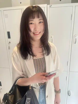 セミロング カラー パーマ 髙橋奈緒子 ⭐︎newi京橋のヘアスタイル