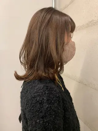 ミディアム カラー 透明感/オリーブ/ グレージュ/YUKAのヘアスタイル