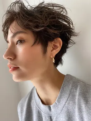 ショート カラー 🤎ベージュカラー 🐶メンズパーマのヘアスタイル