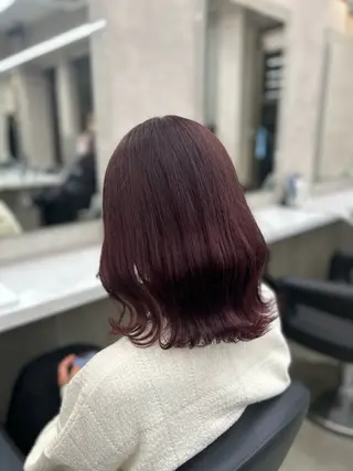 セミロング カラー パーマ ヘアアレンジ メンズ キッズ ブリーチなしカラー/ ブラウン/レイヤーのヘアスタイル