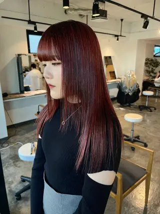 セミロング カラー 暖色カラー🍒 ケアブリーチ/akiのヘアスタイル