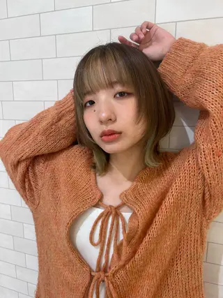 ミディアム ボブ・暖色カラー🌟 渡辺瑚十音のヘアスタイル