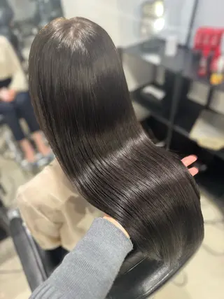 セミロング カラー パーマ ヘアアレンジ 透明感/オリーブ/ グレージュ/YUKAのヘアスタイル