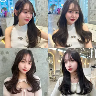 セミロング カラー 新宿/韓国風レイヤー 髪質改善/渋谷直樹のヘアスタイル